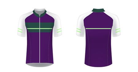 Templates of sportswear designs for sublimation printing. Uniform blank for triathlon, cycling, running competition, marathon and racing games. Vector mockup.のイラスト素材