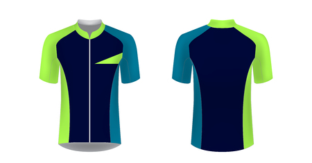 Templates of sportswear designs for sublimation printing. Uniform blank for triathlon, cycling, running competition, marathon and racing games. Vector mockup.のイラスト素材