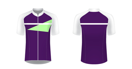 Templates of sportswear designs for sublimation printing. Uniform blank for triathlon, cycling, running competition, marathon and racing games. Vector mockup.のイラスト素材