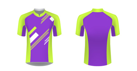 Cycling Jersey vector mockup. T-shirt sport design template. Sublimation printing for sportswear. Apparel blank for triathlon, cycling, running competition, marathon and racing games.のイラスト素材
