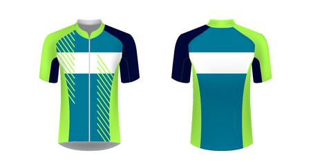 Templates of sportswear designs for sublimation printing. Uniform blank for triathlon, cycling, running competition, marathon and racing games. Vector mockup.のイラスト素材