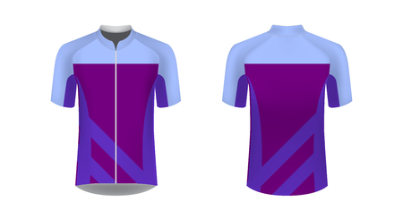Templates of sportswear designs for sublimation printing. Uniform blank for triathlon, cycling, running competition, marathon and racing games. Vector mockup.のイラスト素材