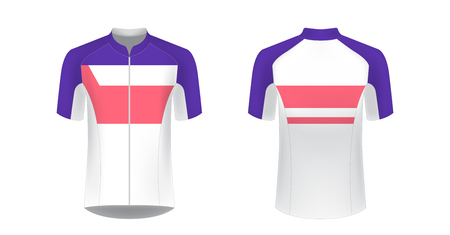 Templates of sportswear designs for sublimation printing. Uniform blank for triathlon, cycling, running competition, marathon and racing games. Vector mockup.のイラスト素材