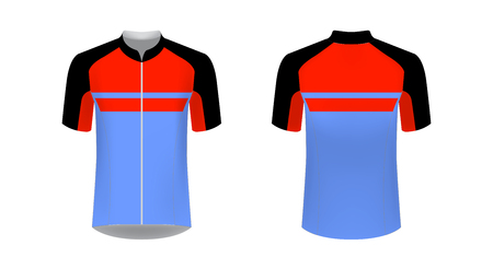 Design for sublimation print. Jersey for cycling sport. Sportswear for cycling tour. Team or club uniform. Jersey for cycling, riding. Sportswear concept, templates.のイラスト素材