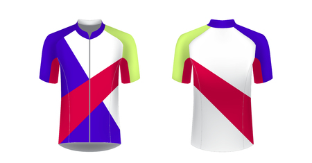 Sportswear templates. Designs for sublimation printing. Uniform blank for triathlon, cycling, cross country, run, marathon, race. Vector mocup. Team or uniform concept. Cycling tour kit design.のイラスト素材