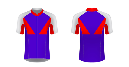 Sportswear templates. Designs for sublimation printing. Uniform blank for triathlon, cycling, cross country, run, marathon, race. Vector mocup. Team or uniform concept. Cycling tour kit design.のイラスト素材