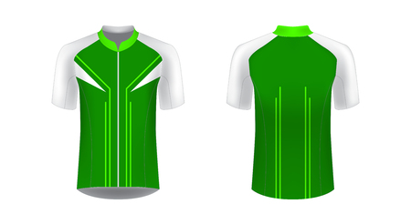 Sportswear templates. Designs for sublimation printing. Uniform blank for triathlon, cycling, cross country, run, marathon, race. Vector mocup. Team or uniform concept. Cycling tour kit design.のイラスト素材