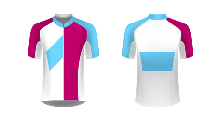 Sportswear templates. Designs for sublimation printing. Uniform blank for triathlon, cycling, cross country, run, marathon, race. Vector mocup. Team or uniform concept. Cycling tour kit design.のイラスト素材