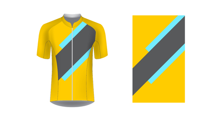 Sportswear templates. Designs for sublimation printing. Uniform blank for triathlon, cycling, cross country, run, marathon, race. Vector mocup. Team or uniform concept. Cycling tour kit design.のイラスト素材