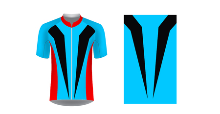 Sportswear templates. Designs for sublimation printing. Uniform blank for triathlon, cycling, cross country, run, marathon, race. Vector mocup. Team or uniform concept. Cycling tour kit design.のイラスト素材
