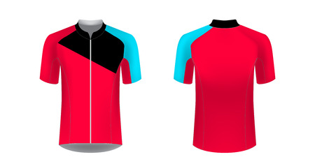 Sportswear templates. Designs for sublimation printing. Uniform blank for triathlon, cycling, cross country, run, marathon, race. Vector mocup. Team or uniform concept. Cycling tour kit design.のイラスト素材