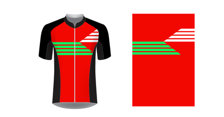 Sportswear templates. Designs for sublimation printing. Uniform blank for triathlon, cycling, cross country, run, marathon, race. Vector mocup. Team or uniform concept. Cycling tour kit design.のイラスト素材