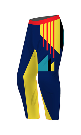 Motocross sportswear kit with crew neck jersey. Trousers for MTB, motocross, snowboarding. Sport kit design. Team wearing.のイラスト素材