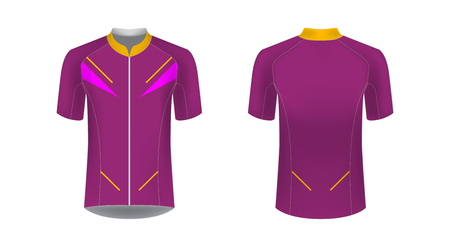 Cycling tour uniform templates. Gaming casual clothing concept. Uniform for racing, running, triathlon, mrathin. Soccer sportswear. Design for sublimation print. Isolated vector mockup.のイラスト素材