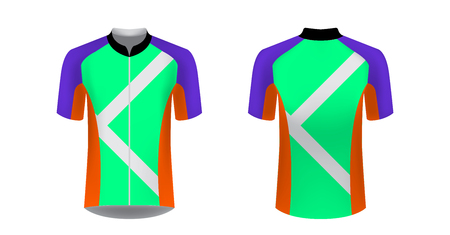 Cycling tour uniform templates. Gaming casual clothing concept. Uniform for racing, running, triathlon, mrathin. Soccer sportswear. Design for sublimation print. Isolated vector mockup.の写真素材