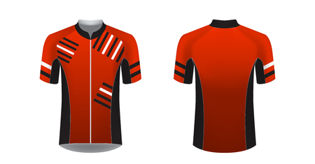 Cycling tour uniform templates. Gaming casual clothing concept. Uniform for racing, running, triathlon, mrathin. Soccer sportswear. Design for sublimation print. Isolated vector mockup.の写真素材