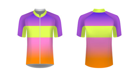 Sportswear templates for designers. Layouts for creating custom designs for promotions and sport events. Uniform for running, marathon, cycling tour.のイラスト素材
