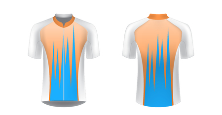 Sportswear templates for designers. Layouts for creating custom designs for promotions and sport events. Uniform for running, marathon, cycling tour.のイラスト素材