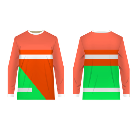 Motocross sportswear kit design. Sportswear design for competitions, promo, racing, gaming. Templates jersey for mountain biking, downhill. Sublimation print blank. Vector illustration.のイラスト素材