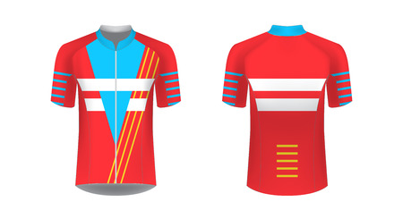 Sportswear templates for designers. Layouts for creating custom designs for promotions and sport events. Uniform for running, marathon, cycling tour.のイラスト素材
