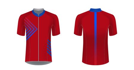 Sportswear templates for designers. Layouts for creating custom designs for promotions and sport events. Uniform for running, marathon, cycling tour.の写真素材