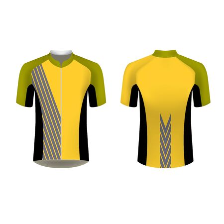 Cycling Jersey mockup. T-shirt sport design template. Sublimation printing for sportswear. Apparel blank for triathlon, cycling, running competition, marathon and racing games.の写真素材