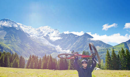 a beautiful sunny mountain in Chamonix, France.の写真素材