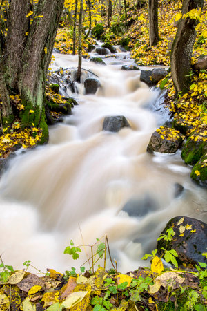 Koski syksyllÃ¤ ||| Rapids in the fallの写真素材