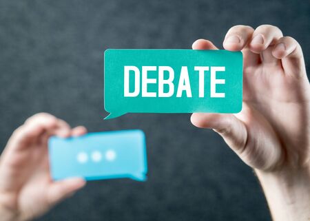 Debate, argument, controversy and disputation concept. Learning to be better speaker. Education to...