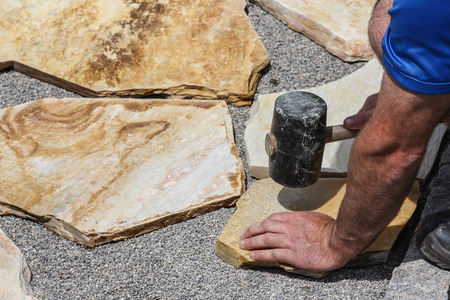 Worker with paver \\\\\\\\\\\\\\\\の写真素材