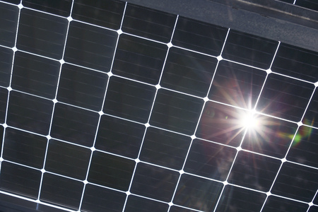 Partially transparent glass modules on carportの写真素材