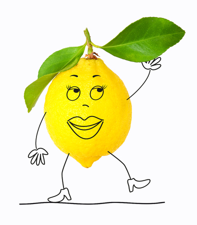 Lemon with cartoon charactersの写真素材