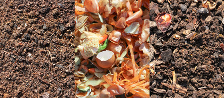 Three stages of compost production