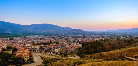 Selcuk, Turkey. Panorama of the view of the city and the mountains at sunset.の写真素材