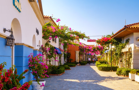 View of the marina and city in Cesme, Turkeyのeditorial素材