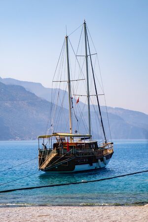 Oludeniz, Turkey. Blue Lagoon. Ship near the shore.の写真素材
