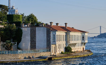 Istanbul, Turkey, July 14, 2021, houses and buildings on the shore of Bosphorus in the Asian part of the cityのeditorial素材