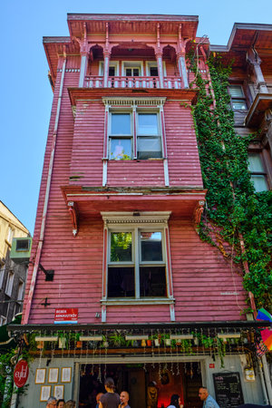 Istanbul, Turkey, July 18, 2022. Beautiful and colorful old buildings in the Arnavutkoy region on the embankment of Bosphorus.のeditorial素材