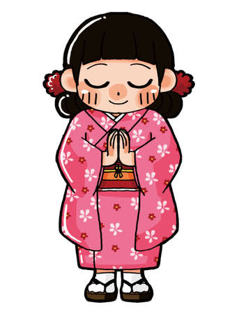 In this page, We offer the clip art of a child holding hands in a kimono.のイラスト素材