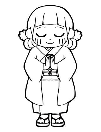 In this page, We offer the clip art of a child holding hands in a kimono.のイラスト素材