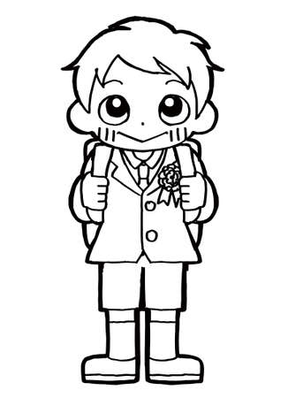 Clip art of a smiling child carrying a school bag.のイラスト素材