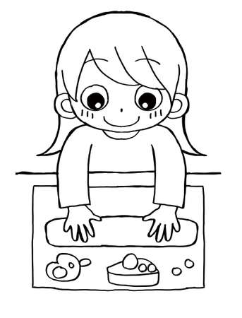 This is an illustration of a child playing with clay.のイラスト素材