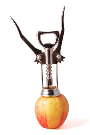 Apple with corkscrewの写真素材