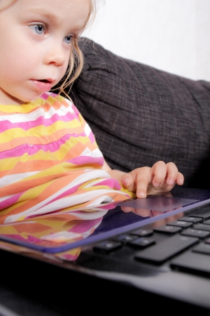 Girl with laptopの写真素材