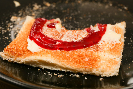 Half eaten toastの写真素材