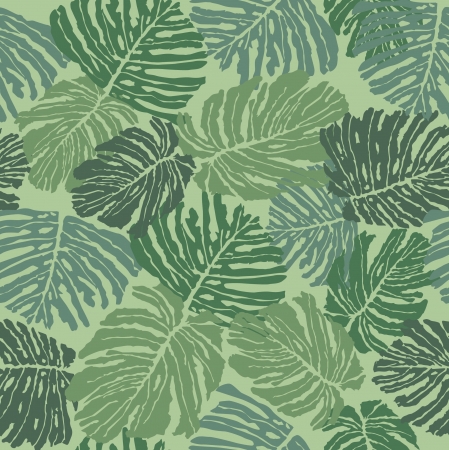 leaves fern seamless pattern  Green backgroundのイラスト素材