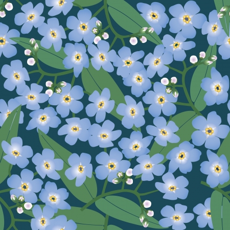 floral seamless background  blue flower forget-me-not のイラスト素材