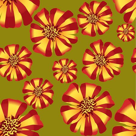 floral seamless background  pattern with  red and yellow flowers velvet ribbonのイラスト素材