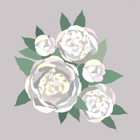 flower bouquet  White flowers peony のイラスト素材