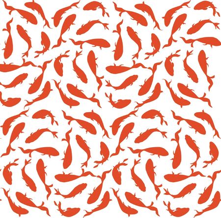 seamless pattern background with red and orange fish のイラスト素材